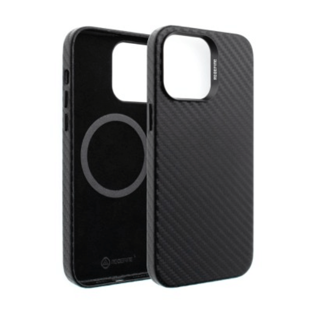   iPhone 14 Plus Compatible Case Cover With Metal Camera Lens PU Leather And Compatible With MagSafe Technology - Carbon Fiber