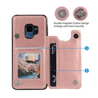 Thumbnail for Back Flip Leather Wallet Case Cover for Samsung Galaxy S9 - Black