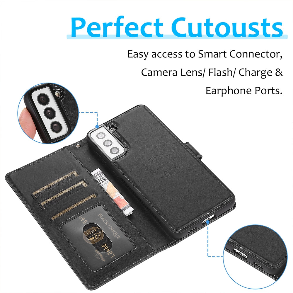 Samsung Galaxy S21 Leather Wallet Flip MagSafe Case Cover - Black