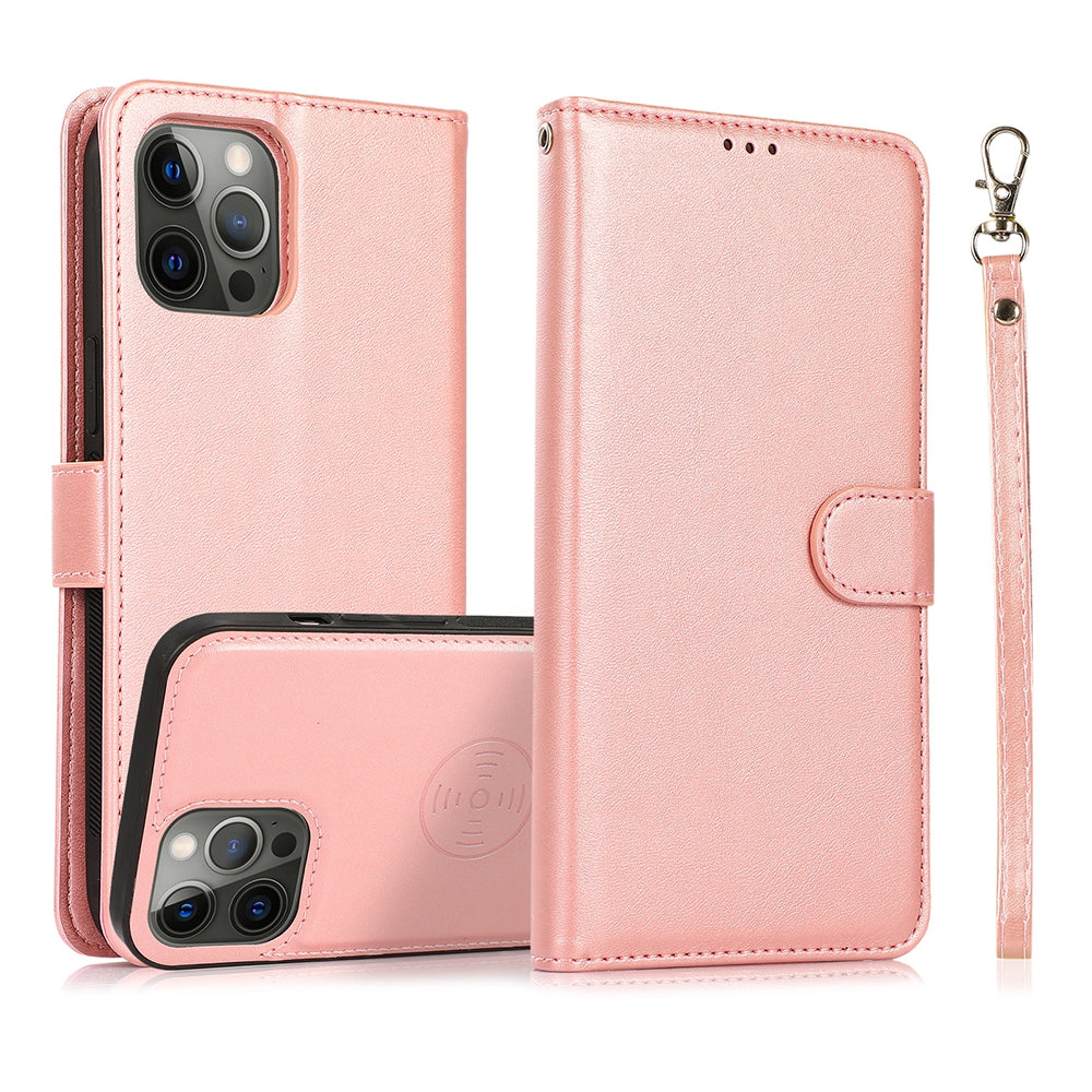 iPhone 13 Pro Leather Wallet Flip MagSafe Case Cover - Black