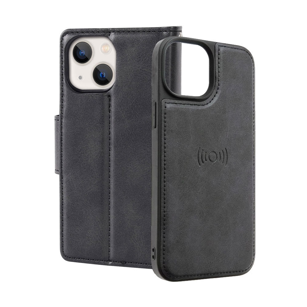 iphone-15-plus-leather-wallet-flip-magsafe-case-cover-black-23814 Black