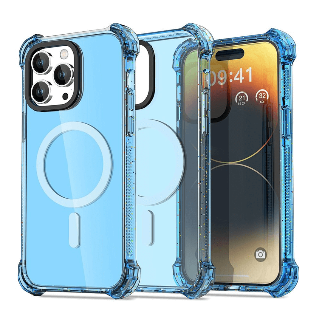iPhone 15 Compatible Case Cover With Clear Bounce Impact Compatible With Magsafe Technology - Clear Blue