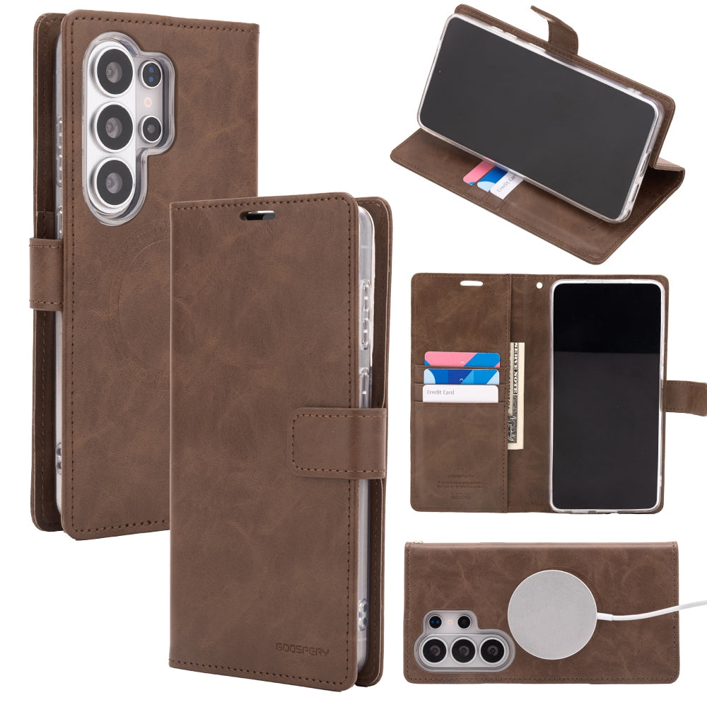 Samsung Galaxy S26 Ultra Leather Wallet Flip MagSafe Case Cover - Black