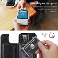Thumbnail for Back Flip Leather Wallet Cover Case for iPhone 15 Pro - Black