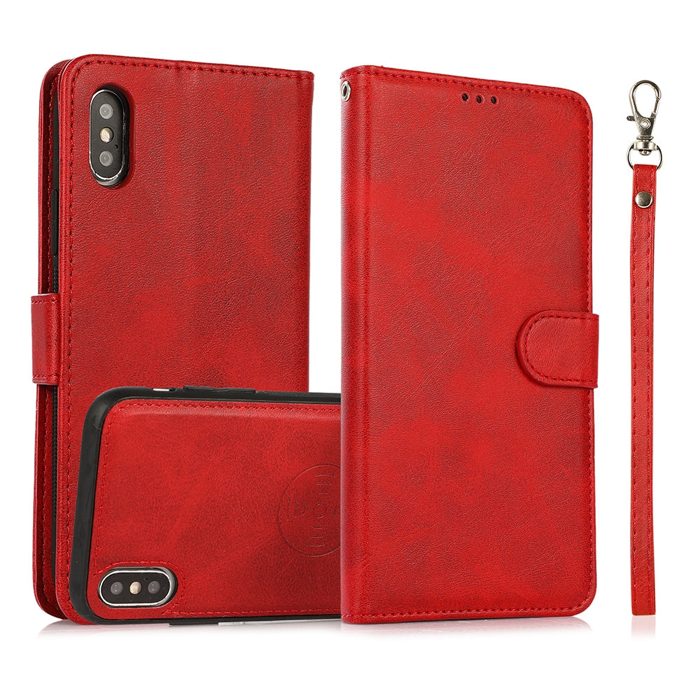 iPhone XS Max Leather Wallet Flip MagSafe Case Cover - Black