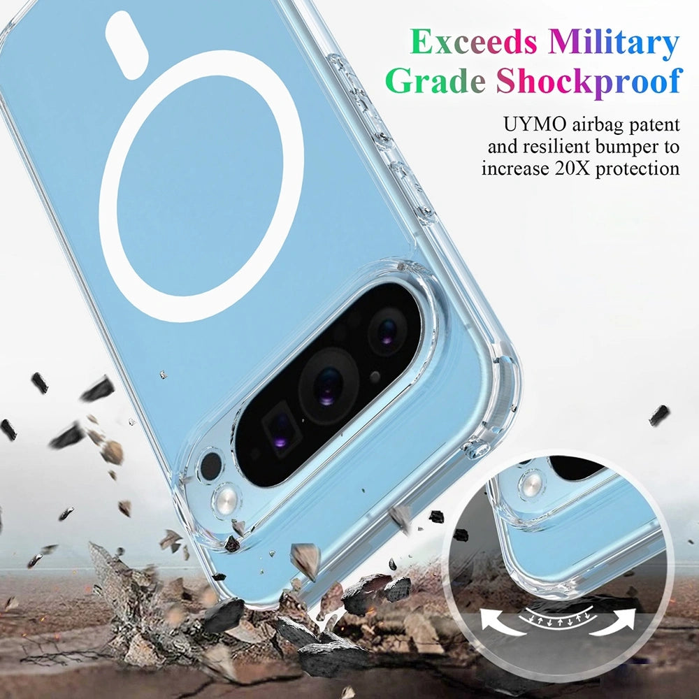 High Quality Acrylic + TPU Hybrid Transparent Case Cover With Magnetic Ring For Google Pixel 10 Pro XL