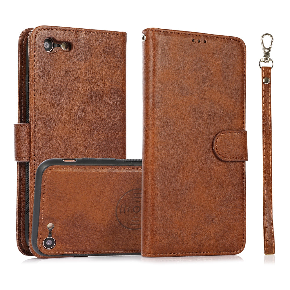 iPhone 7 Leather Wallet Flip MagSafe Case Cover - Black