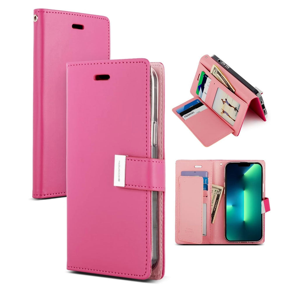 iPhone 14 Pro Leather Wallet Flip Case Cover - Black