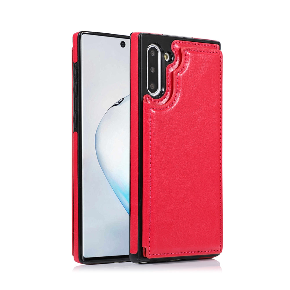 Samsung Galaxy Note 10 Leather Wallet Flip Case Cover - Black