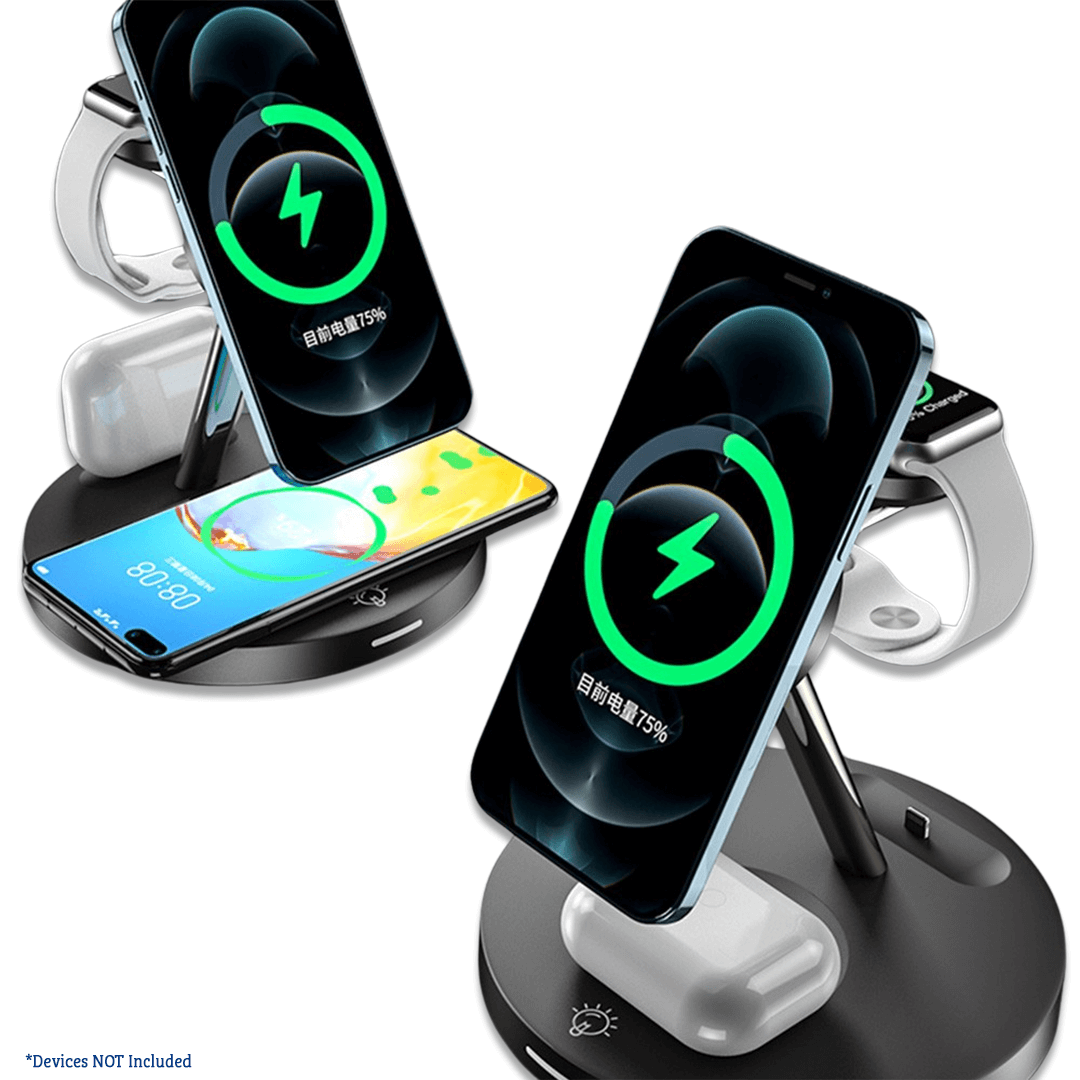 Multi Functions Wireless Charger With LED Ambient Light -Black