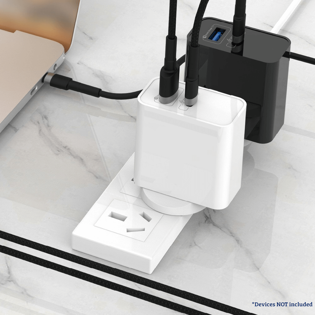 65W PD3.0+QC3.0 Fast Charging Adapter: Power Up Your Devices Faster - White