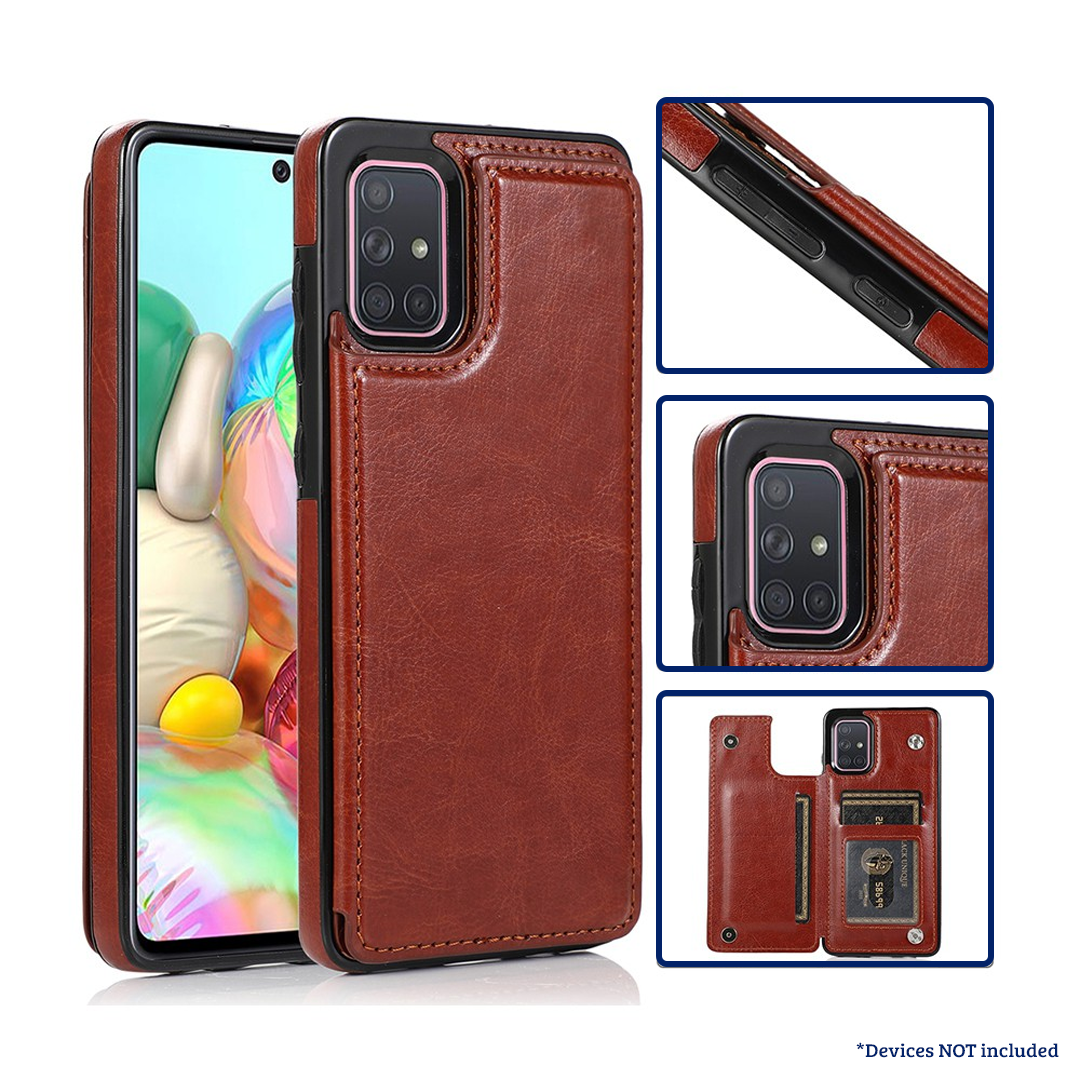 Samsung Galaxy A71 5G Compatible Case Cover With Leather Wallet - Brown