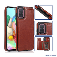 Thumbnail for Samsung Galaxy A71 5G Compatible Case Cover With Leather Wallet - Brown