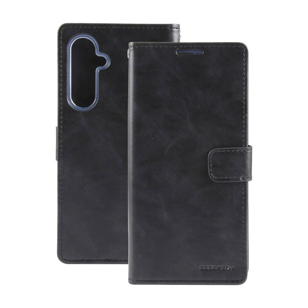 samsung-galaxy-s24-fe-leather-wallet-flip-magsafe-case-cover-black-171407 Black