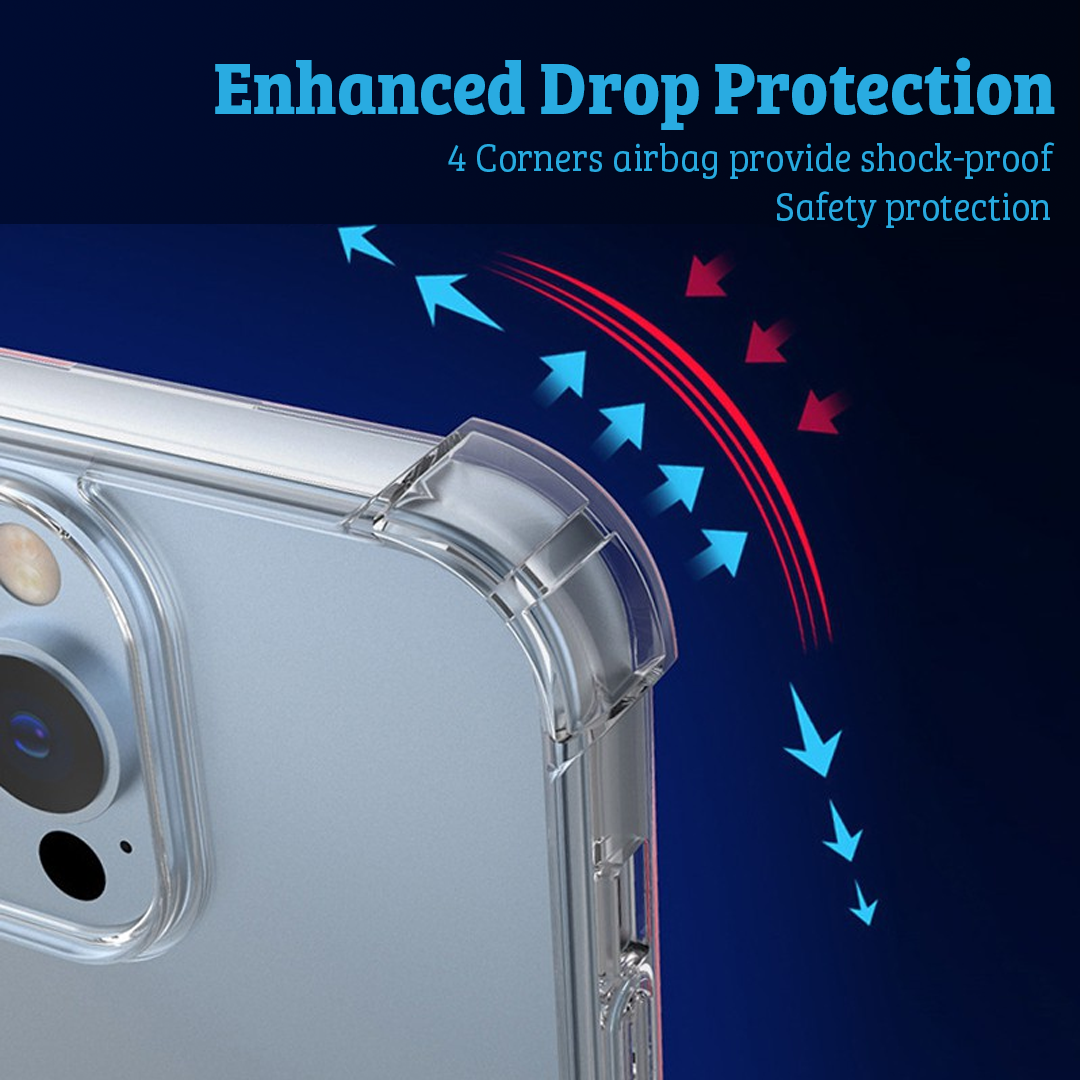 iPhone 15 Pro Hybrid Acrylic + TPU Clear Shockproof Case Cover - Total Drop-Proof Protection Made From Non-Toxic Polymers