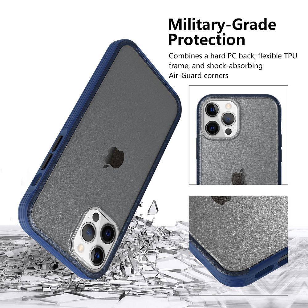 3 in 1 shockproof Slim Cell Cover Case for iPhone 12 Pro Max -Black+Black