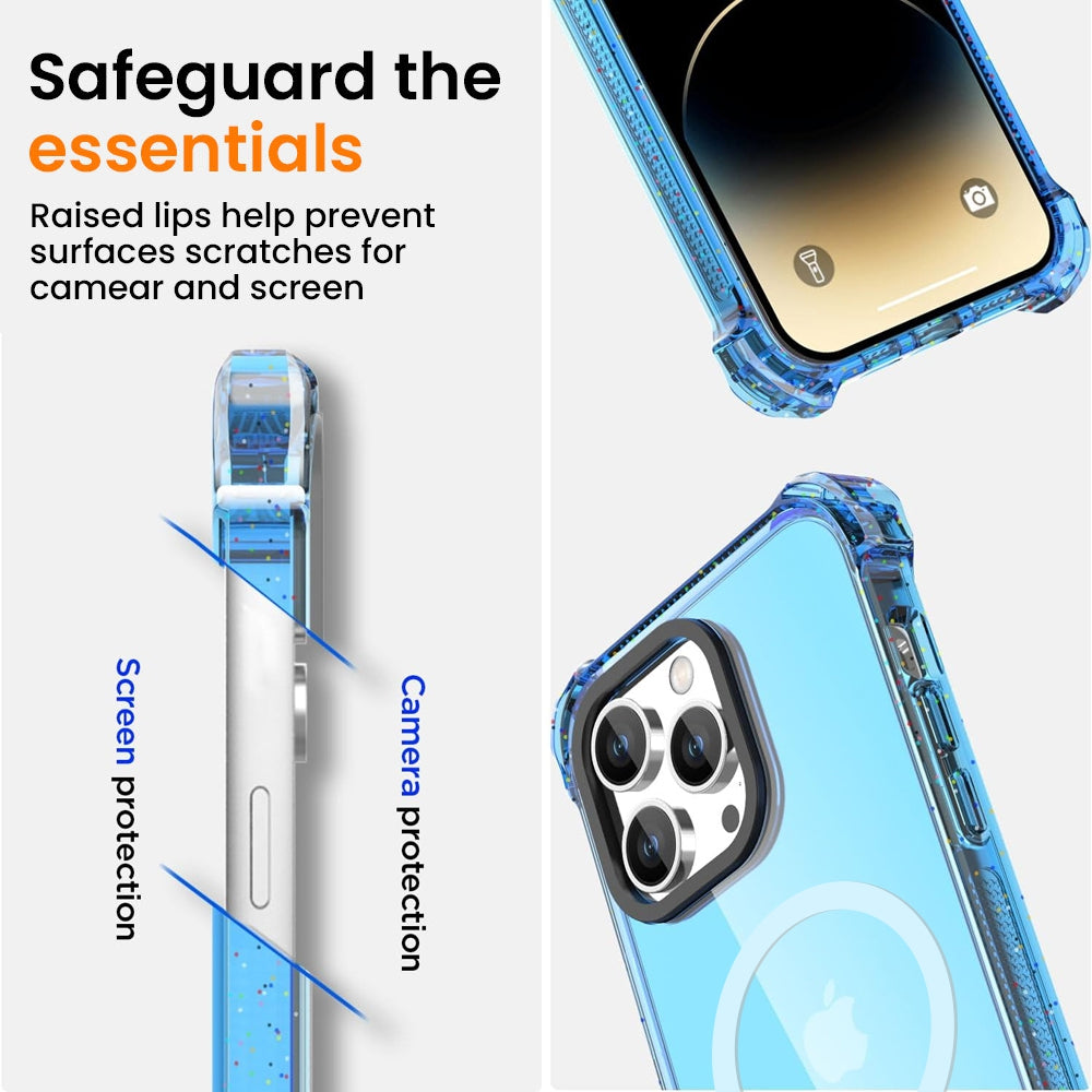Bounce Impact Clear Shockproof Magnetic Cover Case for iPhone 15 Pro-Clear - Black