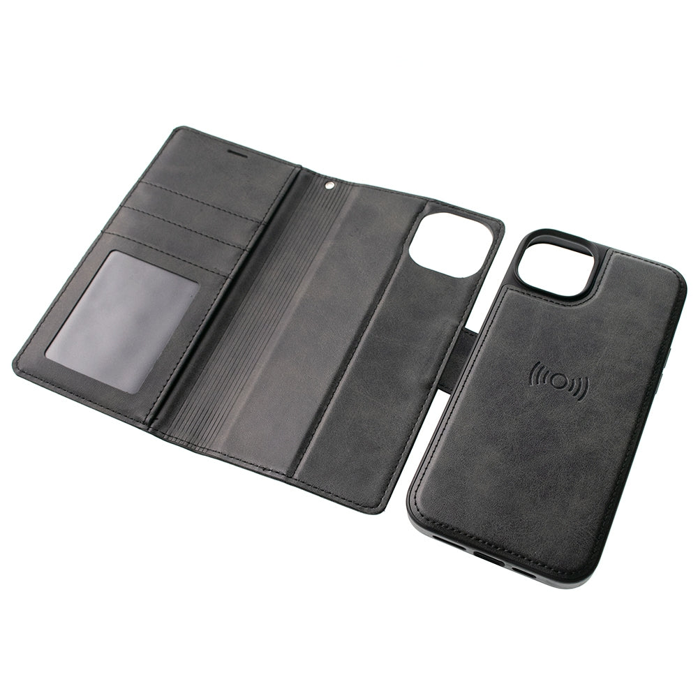iphone-16-leather-wallet-flip-magsafe-case-cover-black-166704 Black