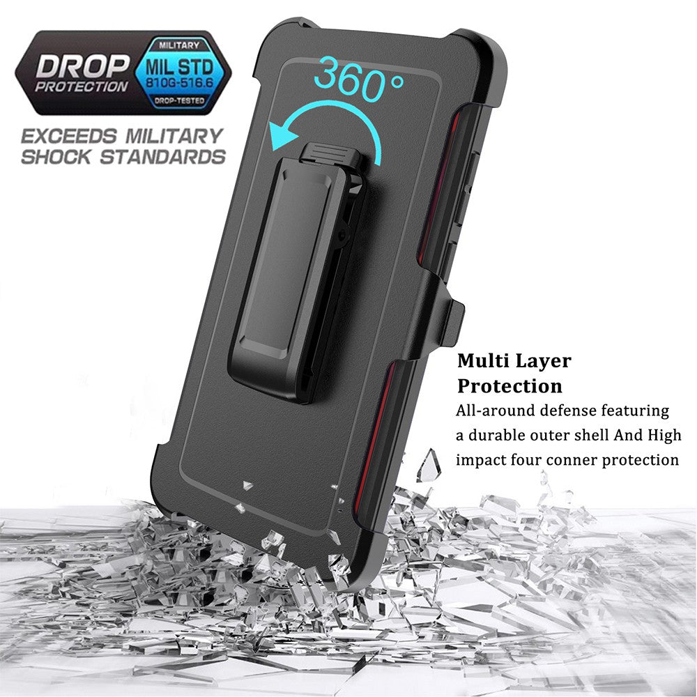 Samsung Galaxy A12 Heavy-Duty Armor Case Cover - Black