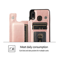 Thumbnail for Back Flip Leather Wallet Cover Case for Samsung Galaxy A20 / A30 / M10s - Black