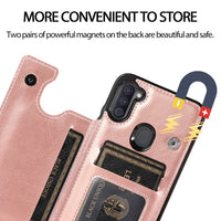 Thumbnail for Back Flip Leather Wallet Cover Case for Samsung Galaxy A11 - Black