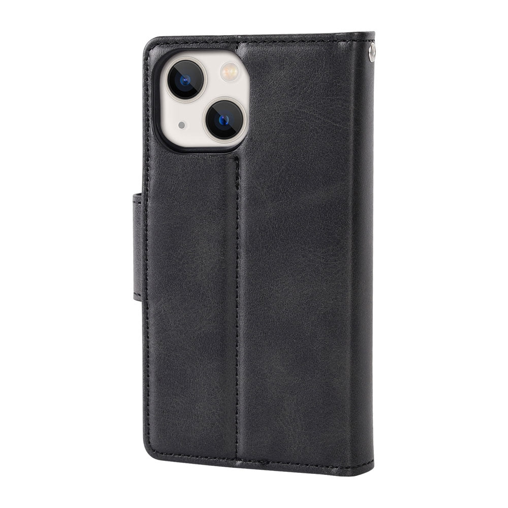 iphone-15-plus-leather-wallet-flip-magsafe-case-cover-black-23814 Black