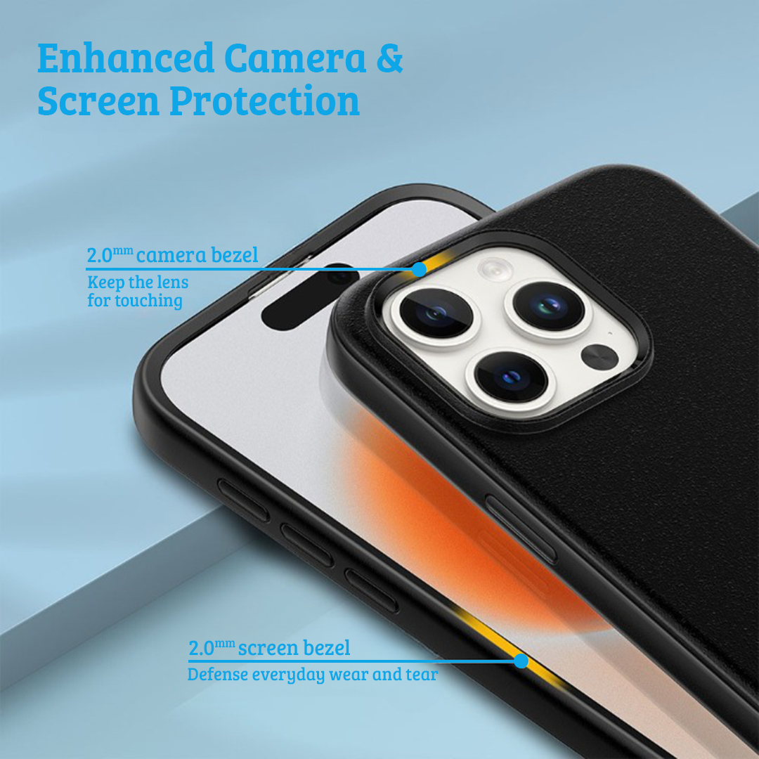 iPhone 15 Pro Shockproof Case Cover with Wireless Charging Support - Easy Grip, Slip-Proof, Screen & Camera Lens Guard - Black