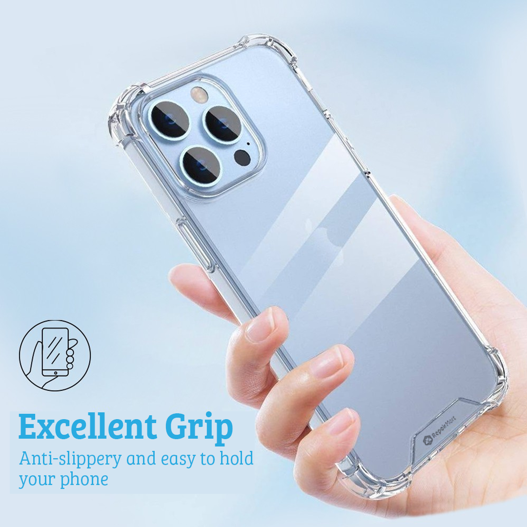 iPhone 15 Pro Hybrid Acrylic + TPU Clear Shockproof Case Cover - Total Drop-Proof Protection Made From Non-Toxic Polymers