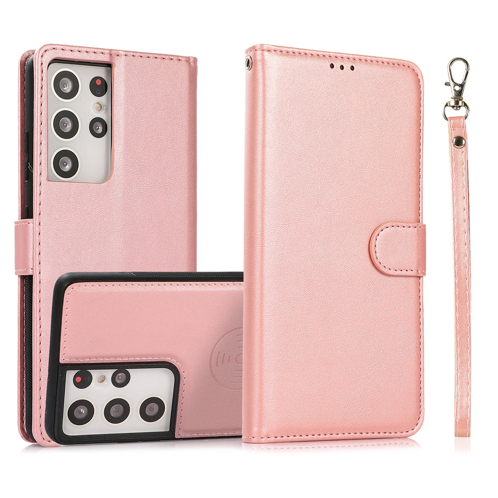 Samsung Galaxy S21 Ultra Leather Wallet Flip MagSafe Case Cover - Black