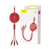 Thumbnail for Golden Loop 3 in 1 USB Cable-Micro USB / Lightning / USB-C 3.5A 35cm-120cm (Red) - Red
