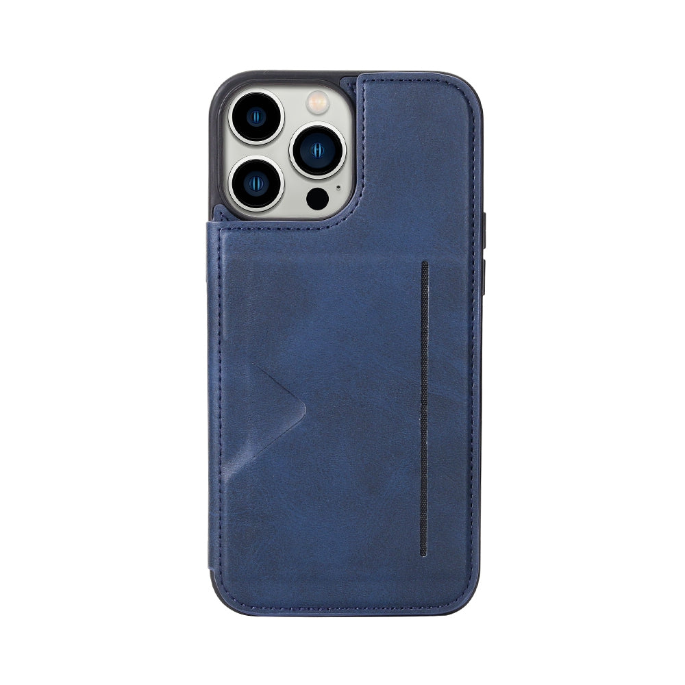 Hanman Back Flip Leather Wallet Shockproof Cover Case for iPhone 14 Pro Max - Black