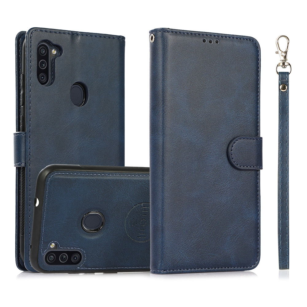 Samsung Galaxy A11 Leather Wallet Flip MagSafe Case Cover - Black