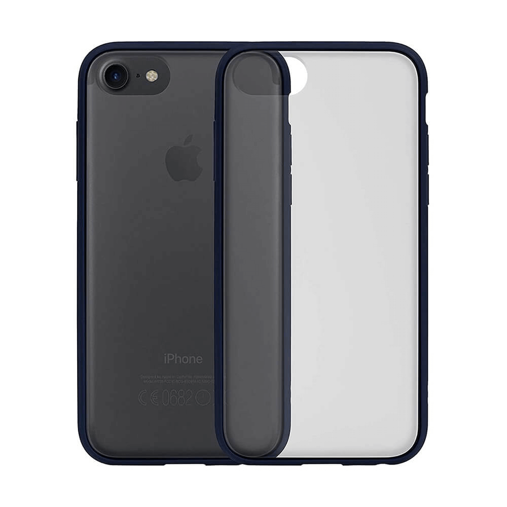 iPhone SE(2022) Compatible Cover Case Frosted Transparent PC Bright TPU Bumper-Navy