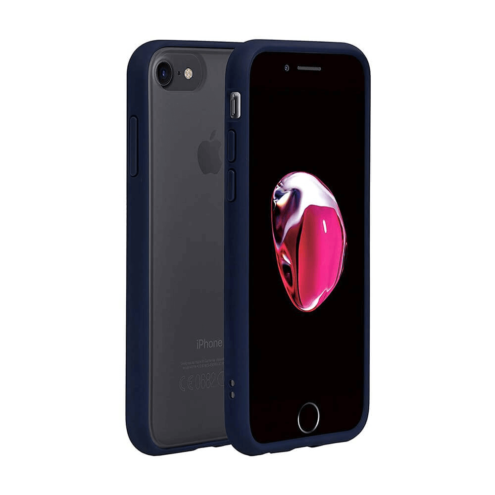 iPhone SE(2022) Compatible Cover Case Frosted Transparent PC Bright TPU Bumper-Navy