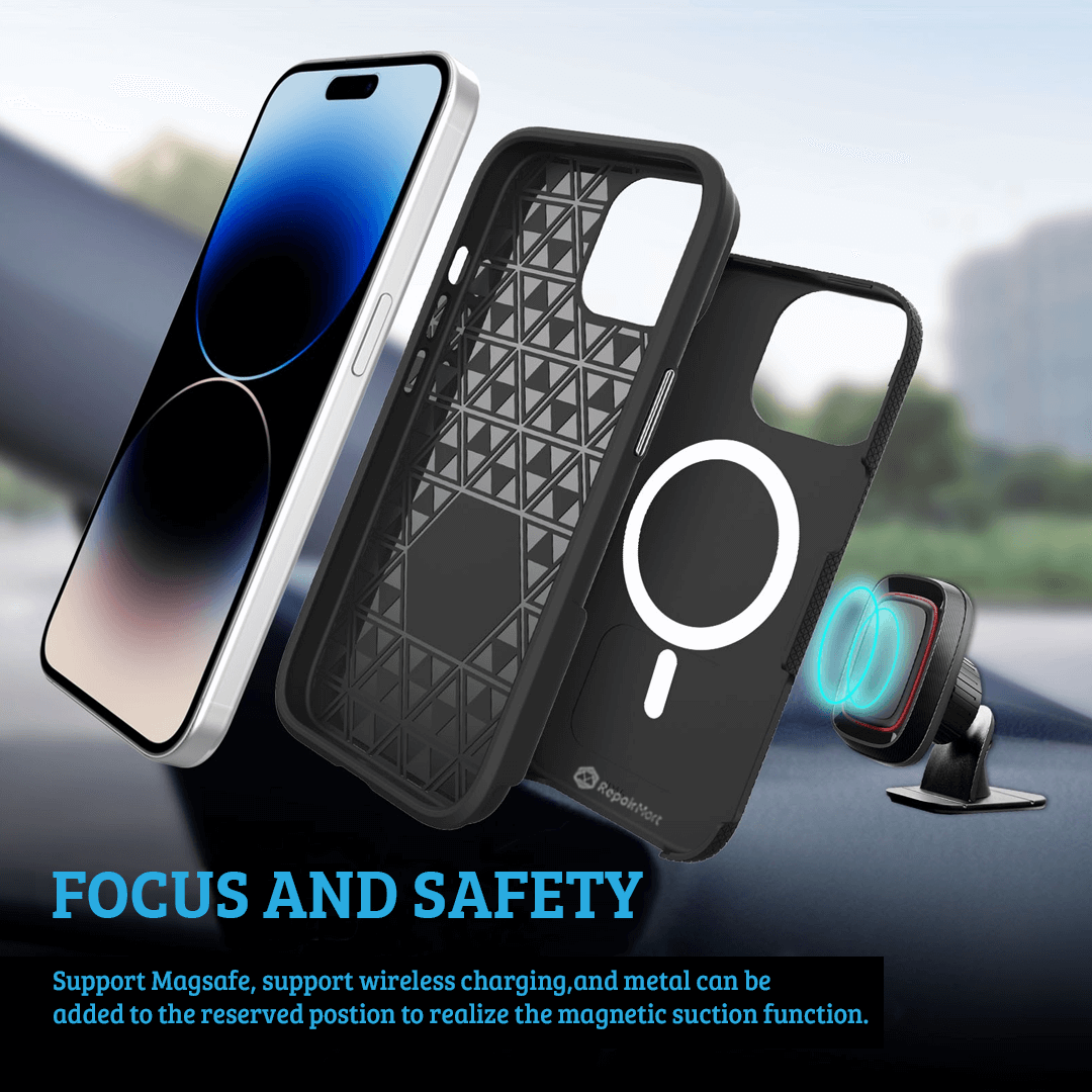 iPhone 15 Plus Rugged Shockproof Case Cover - Best Quality, Flexible & Strong, Lightweight, Heavy-Duty Protection, Durable, MagSafe Compatible - Black