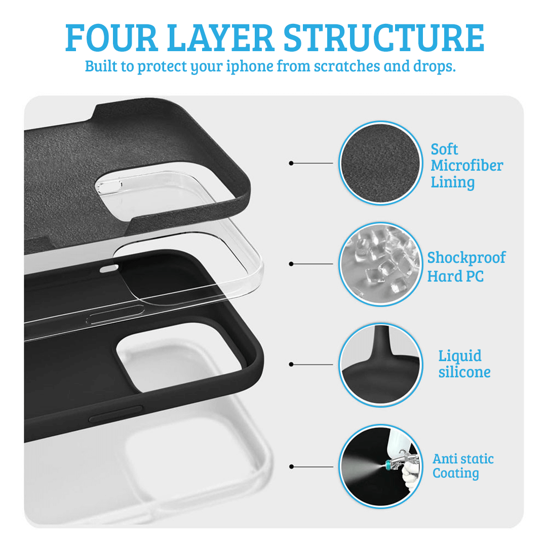 iPhone 15 Plus Compatible Case Cover With Liquid Silicone - Black