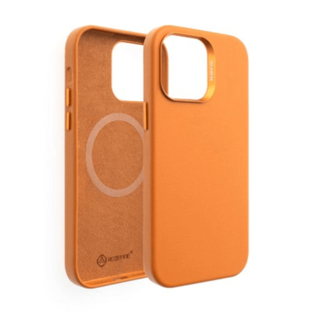 iPhone 14 Compatible Case Cover With Metal Camera Lens PU Leather And Compatible With MagSafe Technology - Golden Brown