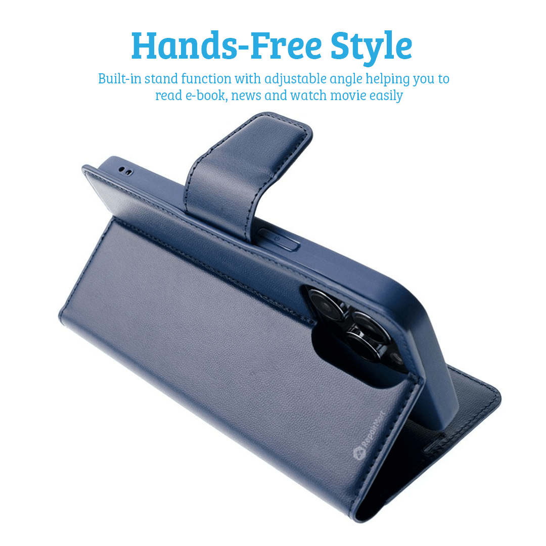 iPhone 16 Plus Strong Shockproof Flip Wallet Case Cover: Card Holder, Magnetic Closure  - Black