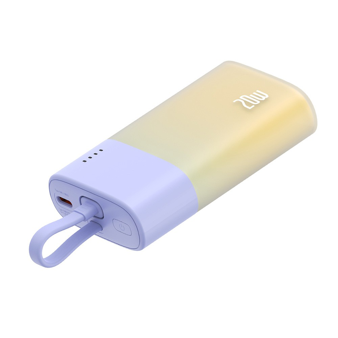 5200mAh Power Bank: Compact, Fast Charging, and Integrated Type-C Cable-Yellow
