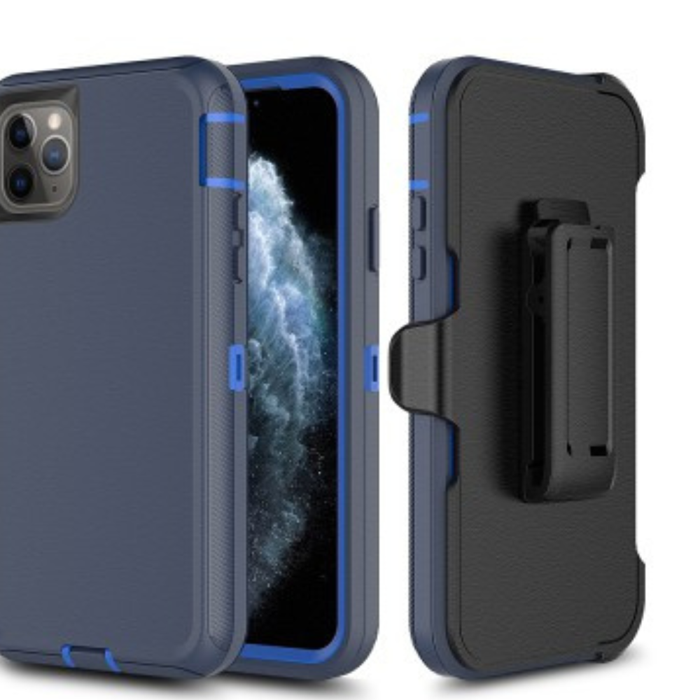 iPhone 11 Pro Compatible Case Cover With Belt Clip And Shockproof Robot Armor Hard Plastic - Navy