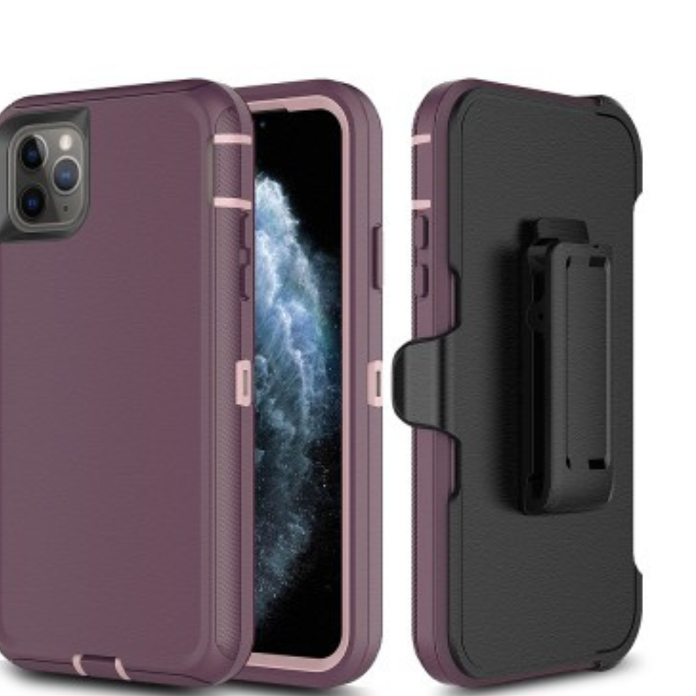 iPhone 11 Pro Compatible Case Cover With Belt Clip And Shockproof Robot Armor Hard Plastic - Purple