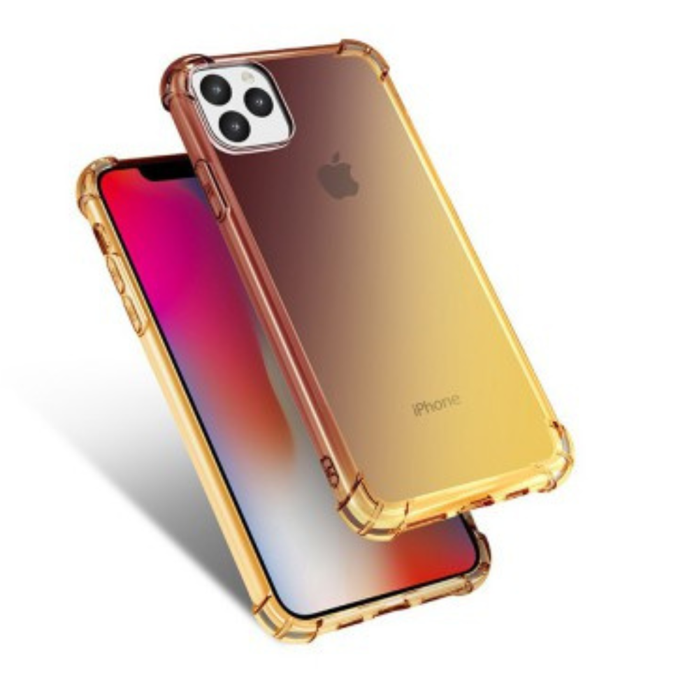 iPhone 11 Pro Compatible Case Cover With Clear Rainbow Airbag Bumper Shockproof - Black and Gold