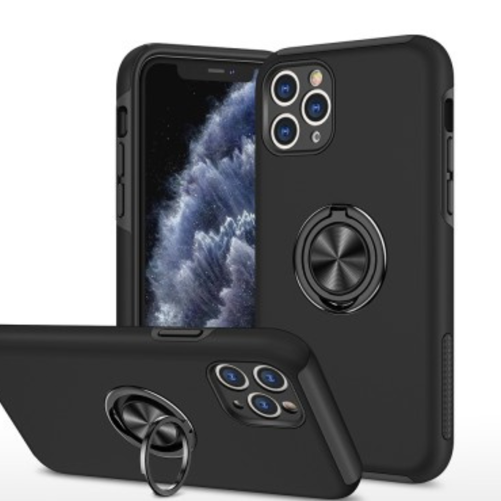 iPhone 11 Pro Compatible Case Cover With Magnetic Ring Holder Shockproof - Black