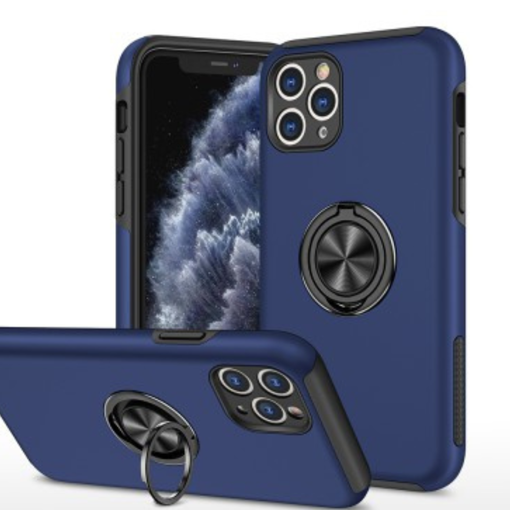 iPhone 11 Pro Compatible Case Cover With Magnetic Ring Holder Shockproof - Navy