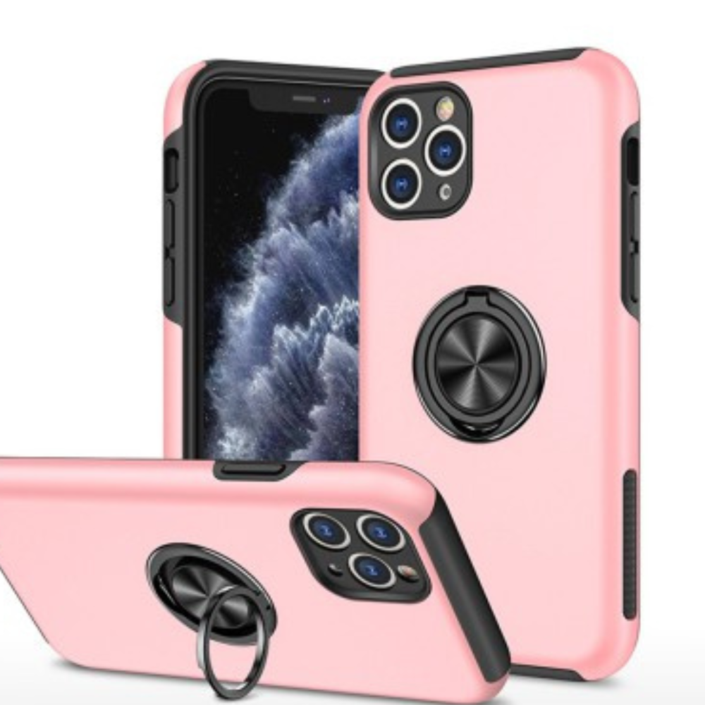 iPhone 11 Pro Compatible Case Cover With Magnetic Ring Holder Shockproof - Pink