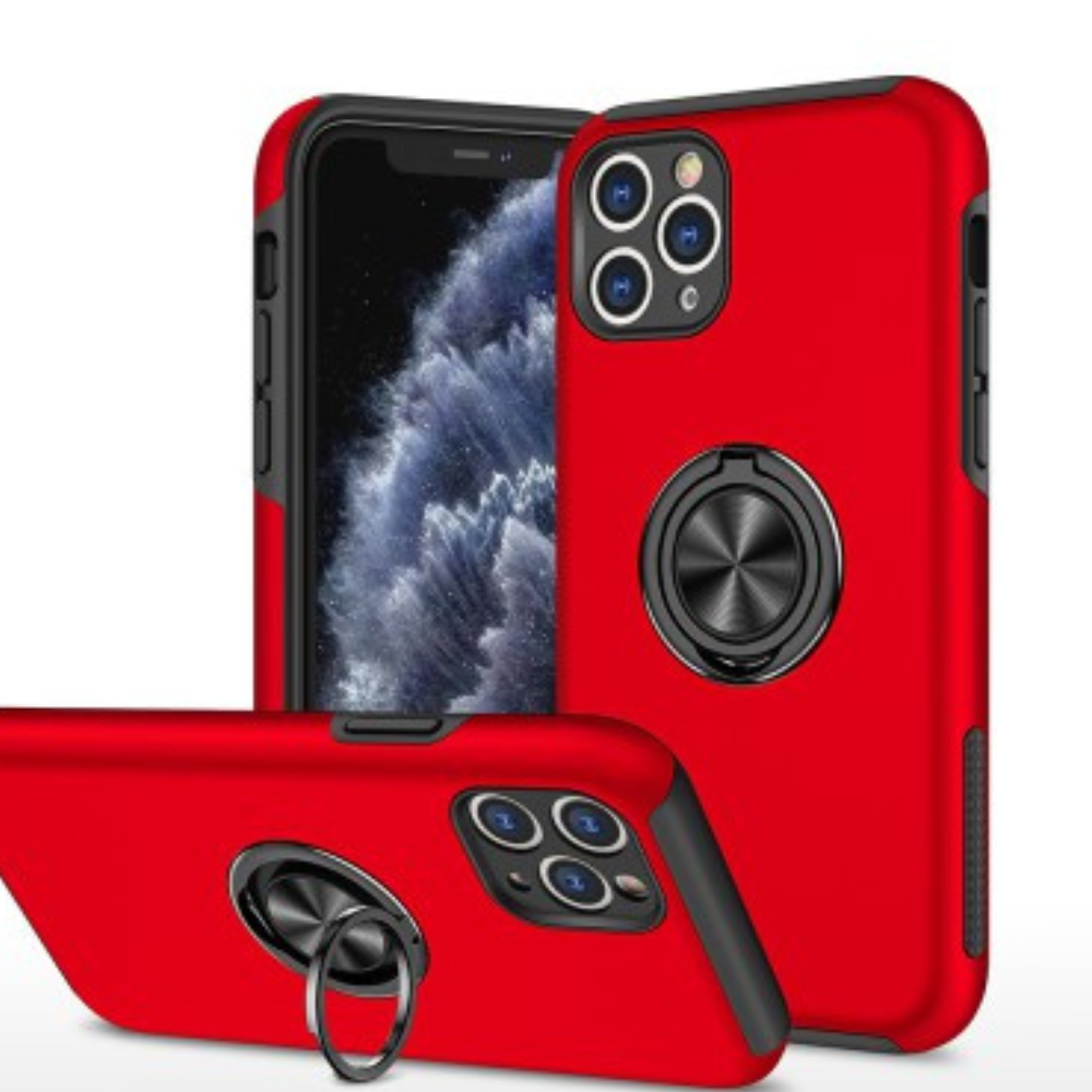 iPhone 11 Pro Compatible Case Cover With Magnetic Ring Holder Shockproof - Red