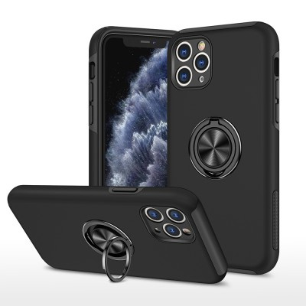 iPhone 11 Pro Max Compatible Case Cover With Magnetic Ring Holder Shockproof  - Black