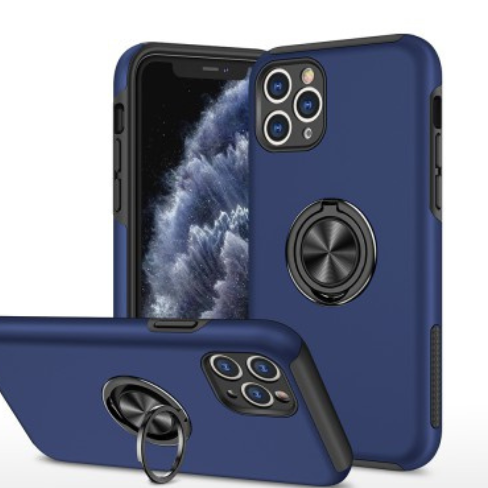 iPhone 11 Pro Max Compatible Case Cover With Magnetic Ring Holder Shockproof  - Navy