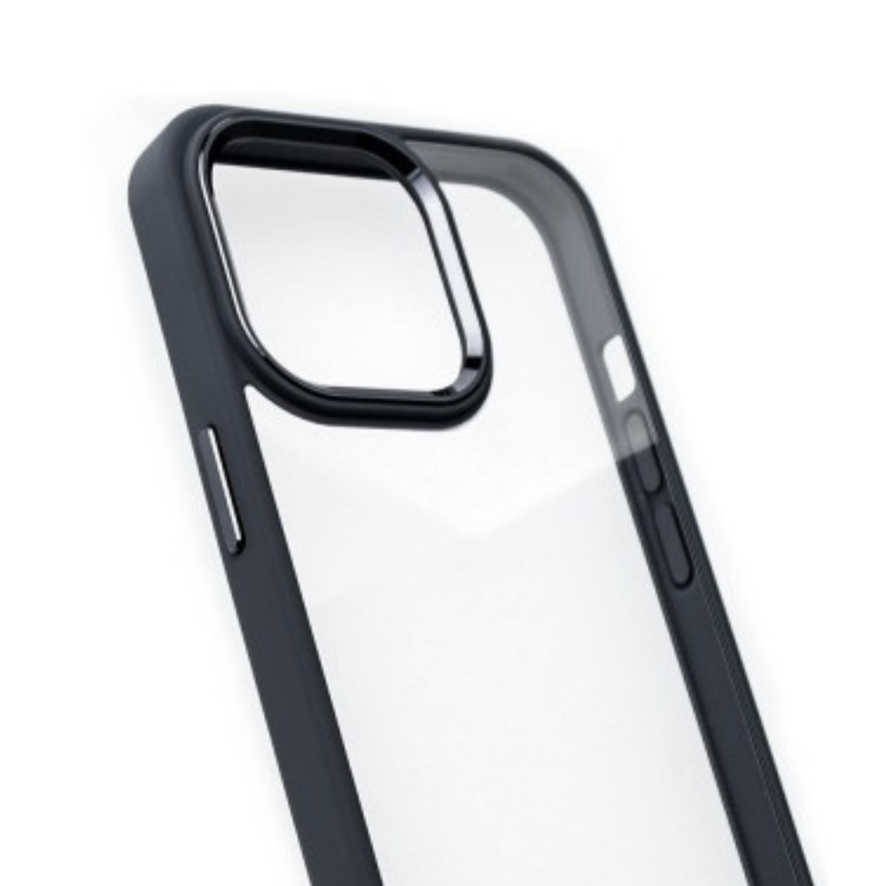 iPhone 11 Pro Max Compatible Case Cover With Shockproof Clear PC Metal Camera Lens Protection  - Black