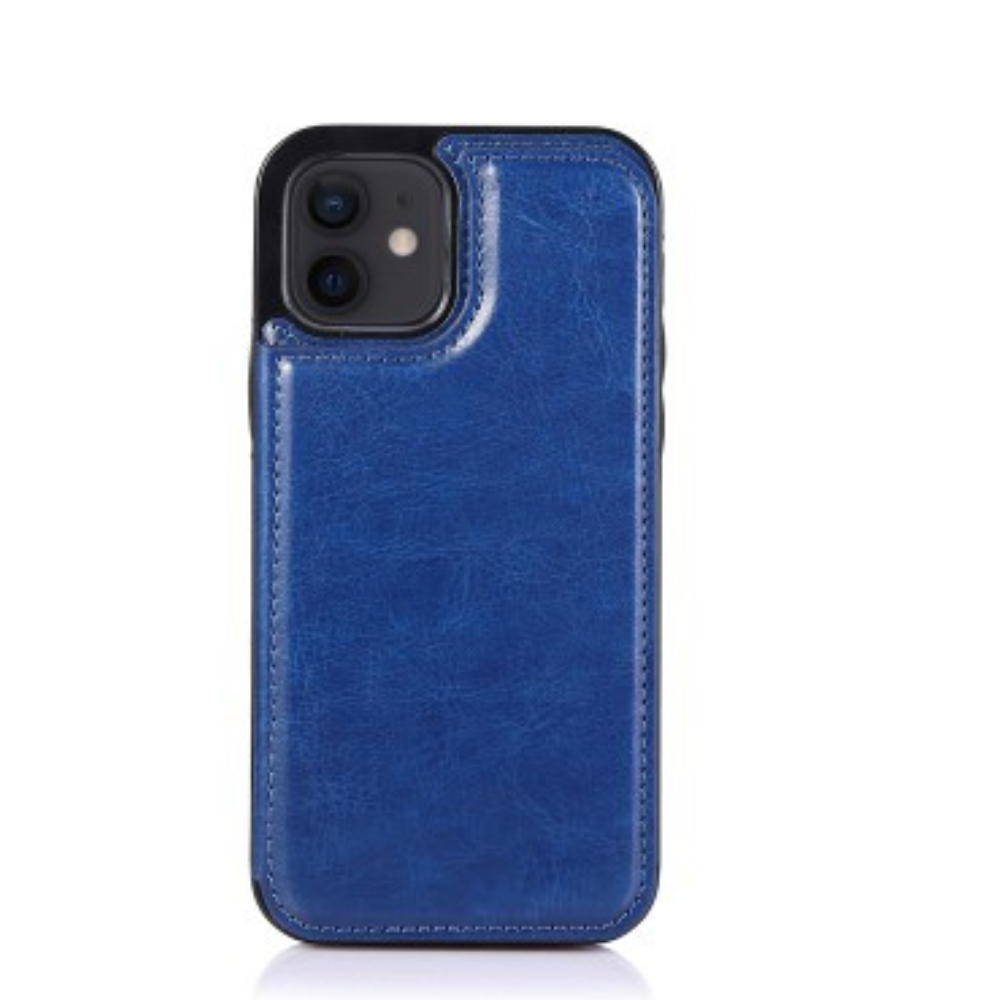 iPhone 12 Pro Compatible Case Cover With Back Flip Leather Wallet - Blue